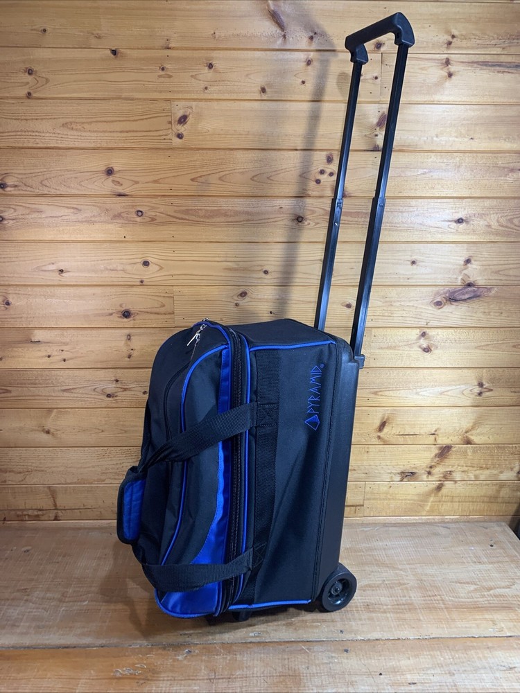 Pyramid Path 2 Ball Double Roller Bowling Bag - Black and Blue EUC