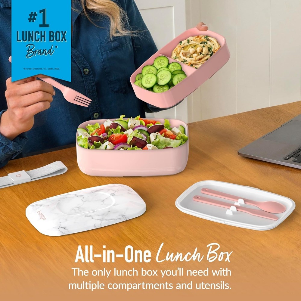 Portable Stackable Bento Lunch Box with Utensils - Ideal for Work & School