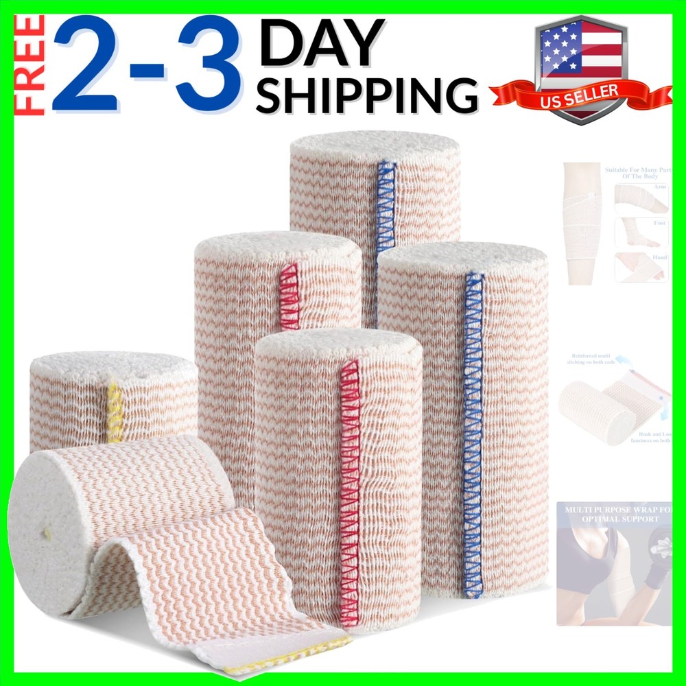 6 Pack  Elastic Bandage Wrap, Compression Wrap Bandage for Legs, Self-Closing...