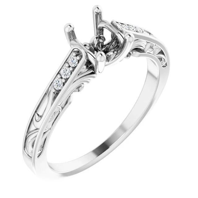 925 Sterling Silver Semi Mount Ring Setting Square 5mm Blank Ring Mounting