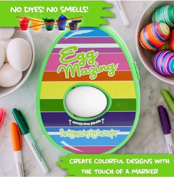 EUC Eggmazing Egg Decorating Kit Easter Egg Spinner and 8 Safe Non-Toxic Markers