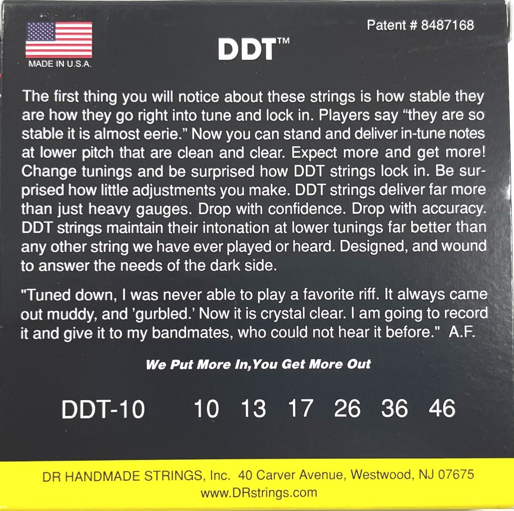 DR Guitar Strings Electric DDT Drop Down Tuning 10-46