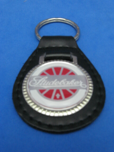STUDEBAKER WAGON WHEEL BLACK LEATHER KEYRING KEYFOB #282