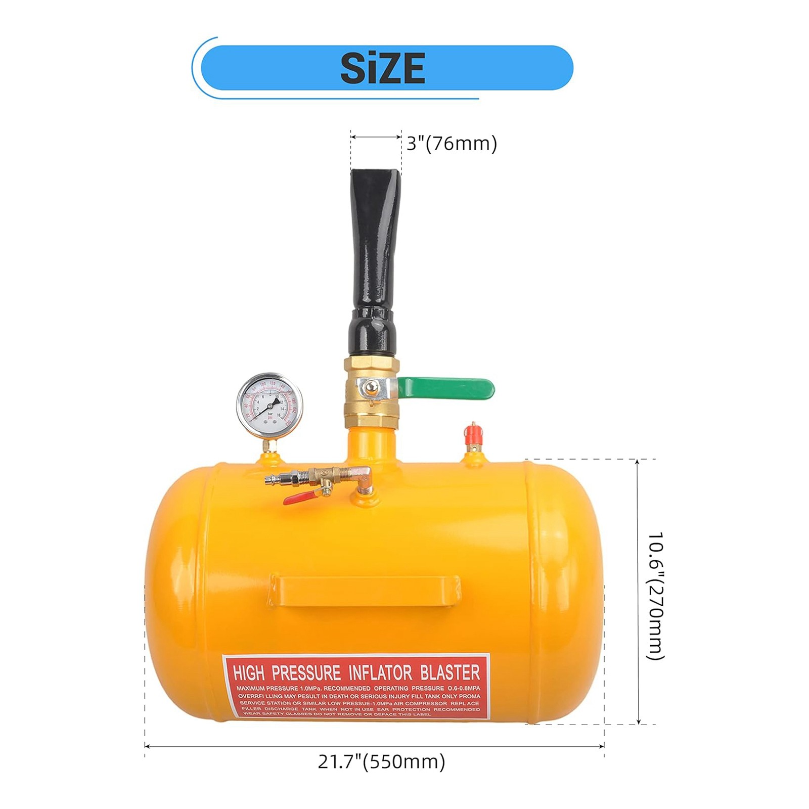 5 Gallon Air Tire Bead Seater 145PSI Blaster Tool Seating Inflator w/Gauge Gold