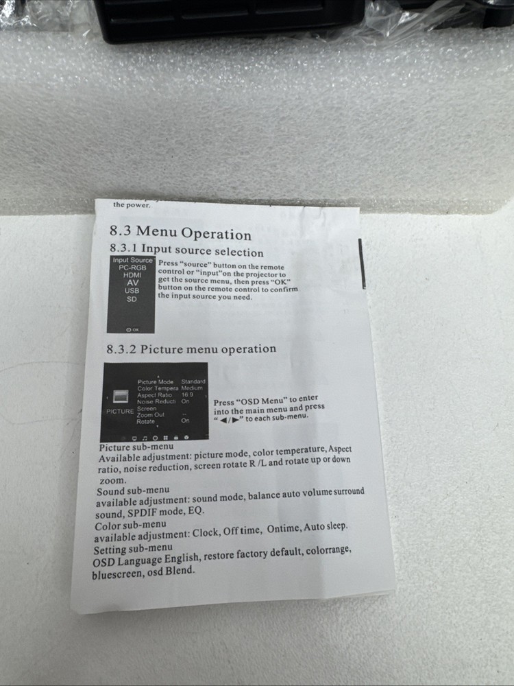 LED Projector LCD Image System Model: A-Z308-00A