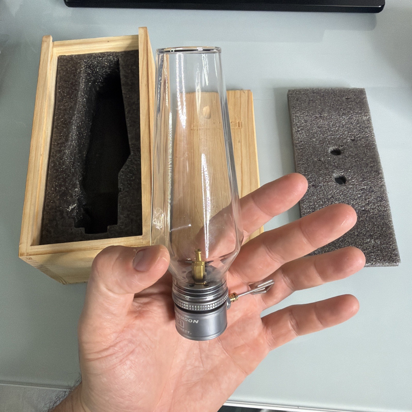 CAMPINGMOON Camping Gas Lantern with Wooden Lantern Case T-1