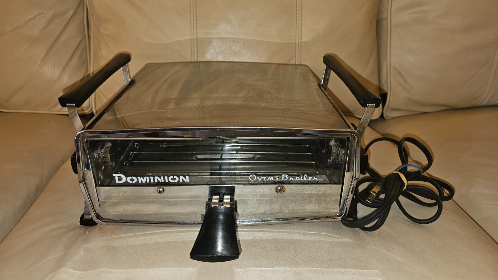 Vintage Mid Century Chrome Glass Dominion Oven Broiler Kitchen Appliance Tested