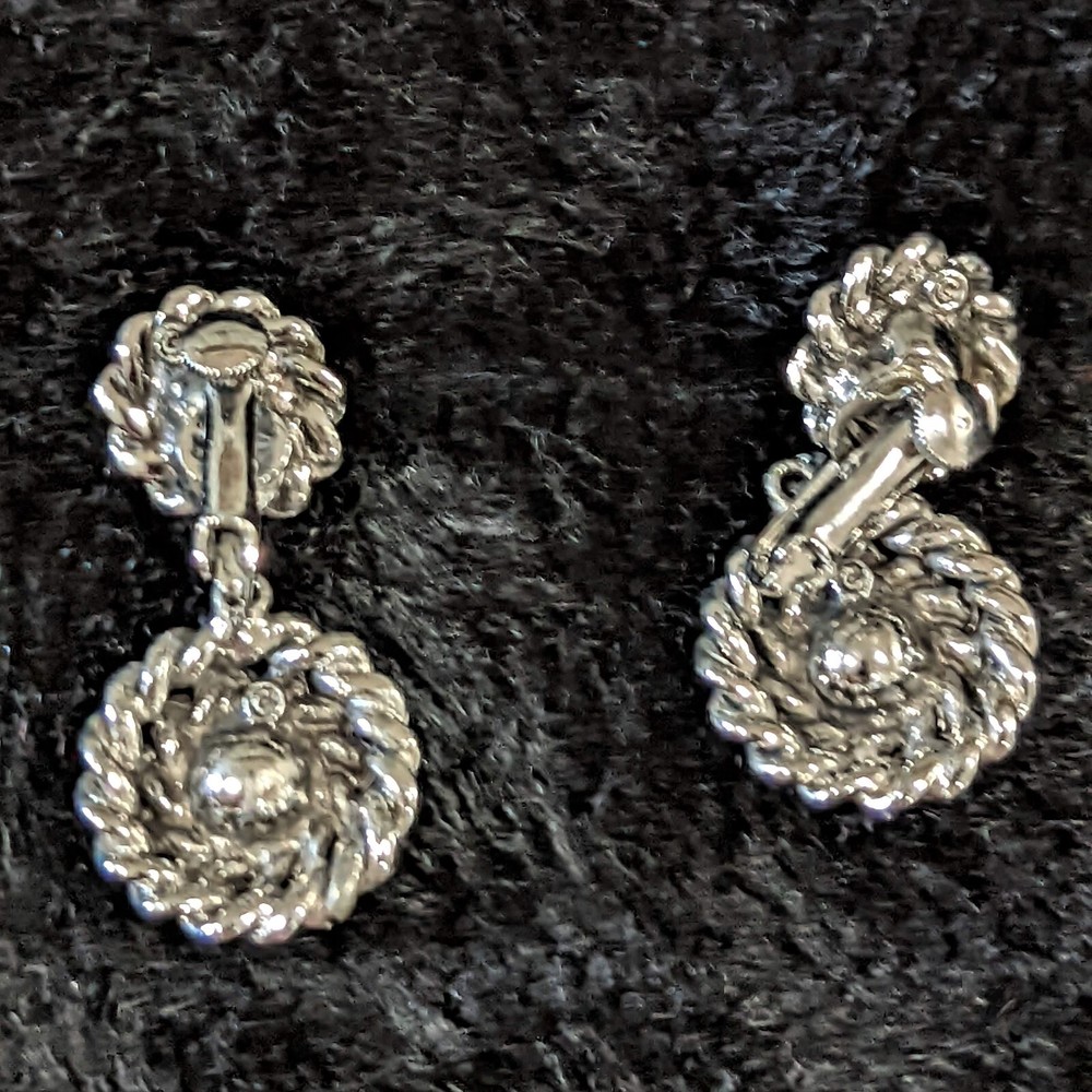 Coro Red-Silver Tone Drop Earrings