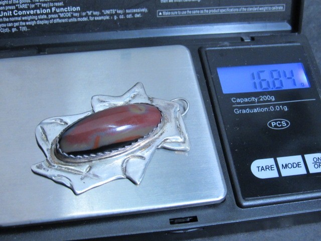 native american sterling agate pendant