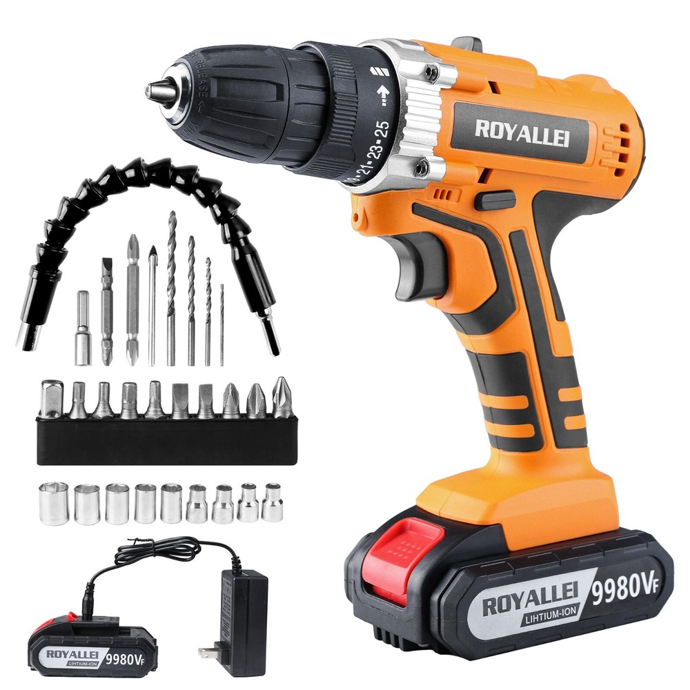 Electric Lithium-Ion Drill Driver 1/2 inch Multi-function Cordless 21V 2 Speed