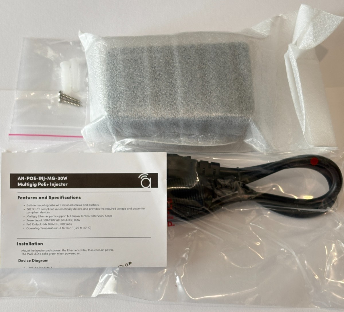 New Sealed Araknis AN-POE-INJ-MG-30W POE+ Injector 2.5Gbps 330ft 802.3at 802.3af