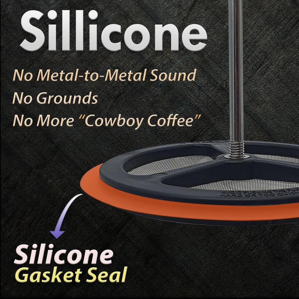 French Press Mesh Filter Stainless Steel 34oz Replacement Silicone Ring