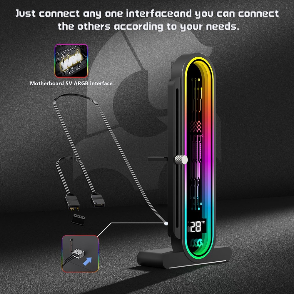 TGDGAMER ARGB GPU Support Bracket with Temperature Display（Ambient Case...