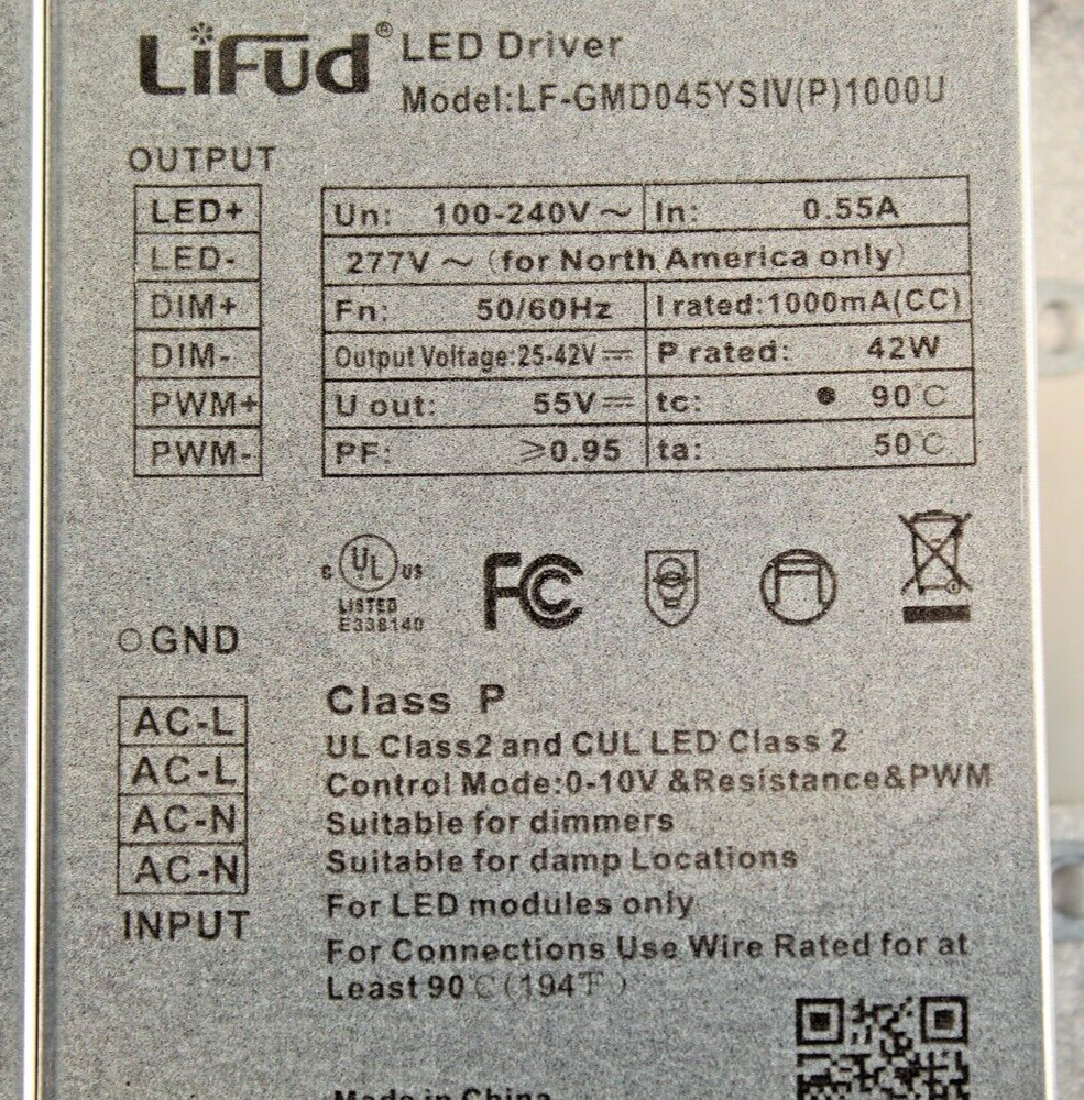 40W Dimmer Lifud Panel Light LED Driver Model LF-GMD045YSIV (P) 1000u Dimmable