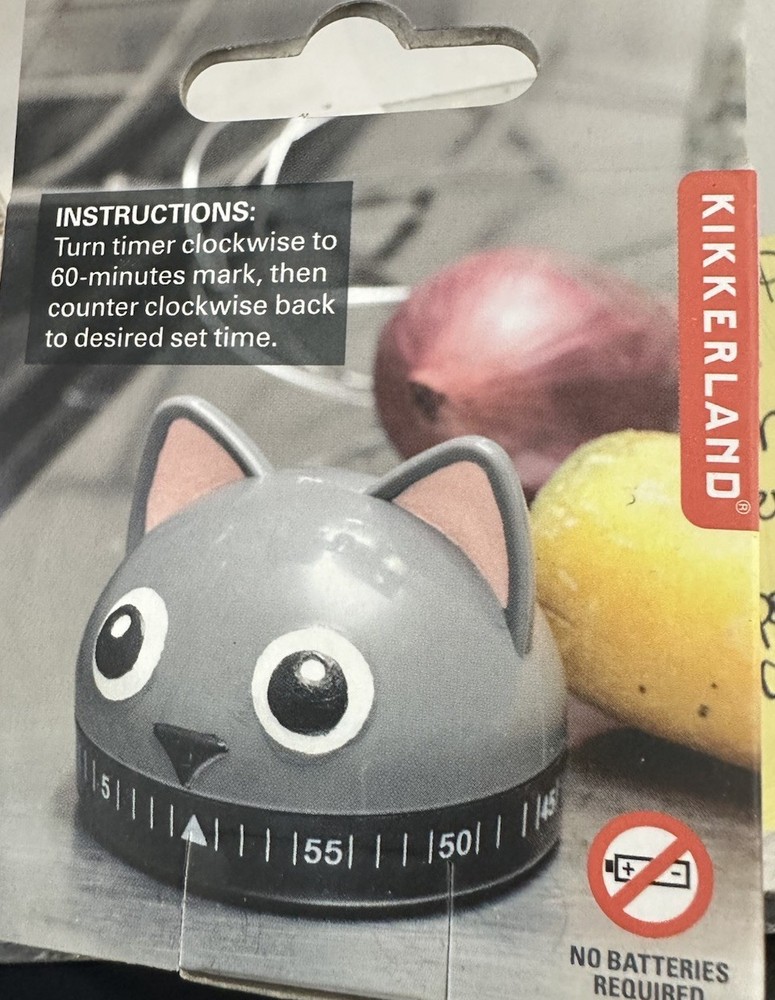 Kikkerland Kitty Kitchen Timer, NEW