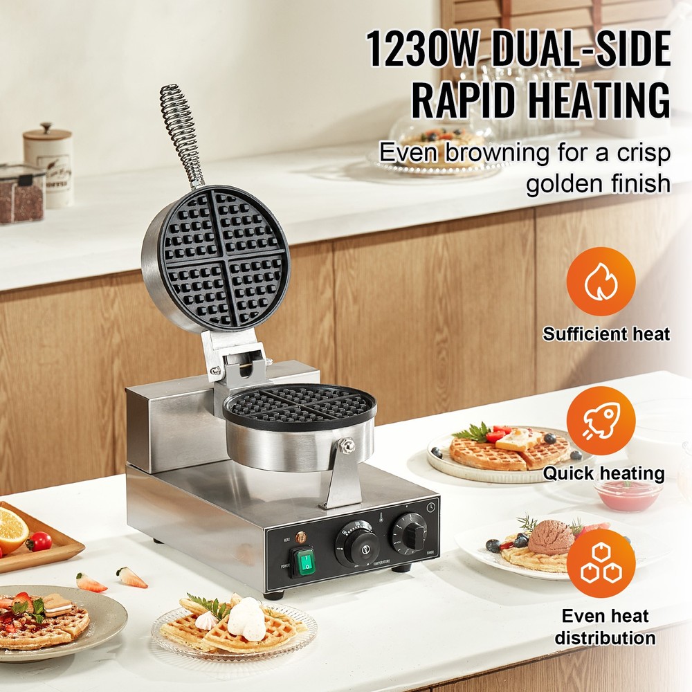 Uimoso Round Waffle Maker Machine with Non-Stick Surface, 1230W