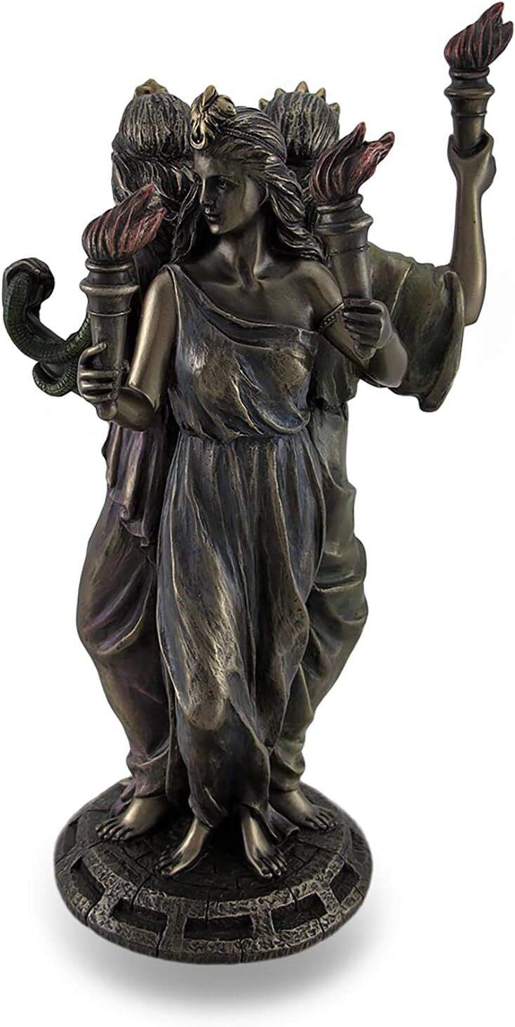 Bronze Finish Triple Form Hecate Greek Goddess of Magic Statue