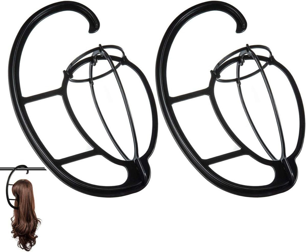 Dreamlover Hanging Wig Stand, Drying 2 Sets Black