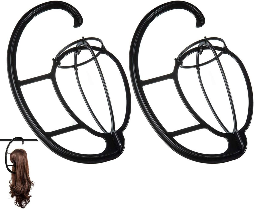 Dreamlover Hanging Wig Stand, Drying 2 Sets Black