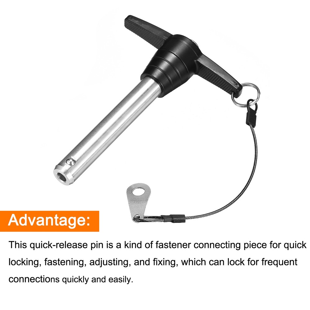 T Handle Locking Pins, Push-Button Quick Release Pin with Lanyard (16mm-80mm)