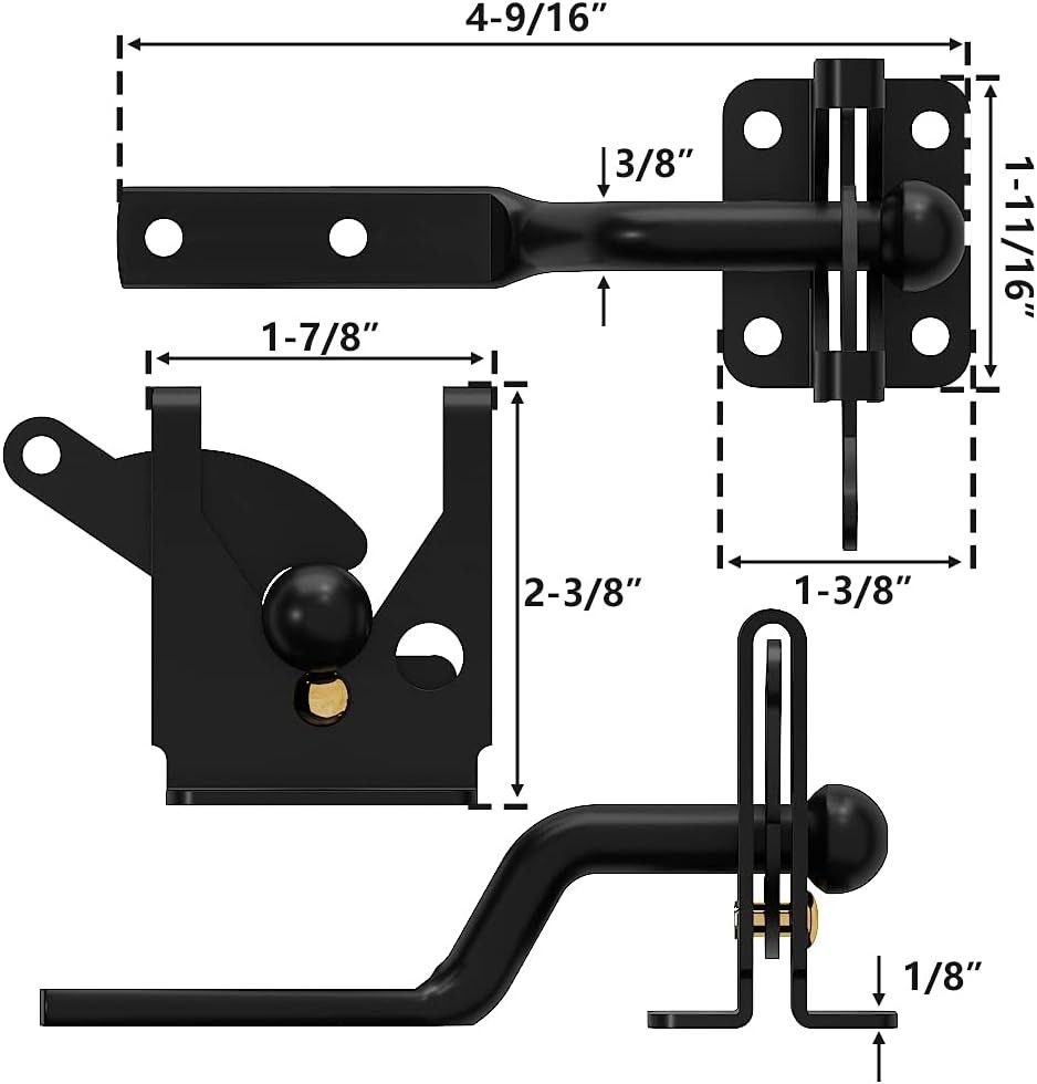 Versatile Self-Locking Fence Gate Latch - Easy Installation & Durable Design