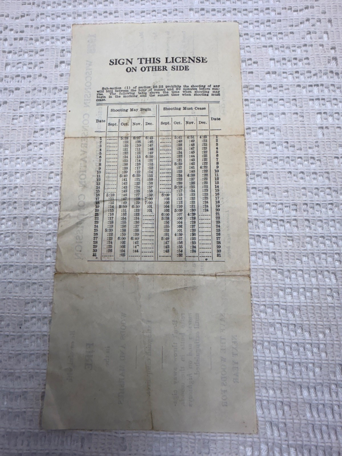 VTG 1925-26 Wisconsin Conservation Commission Resident Trapping License Burnett