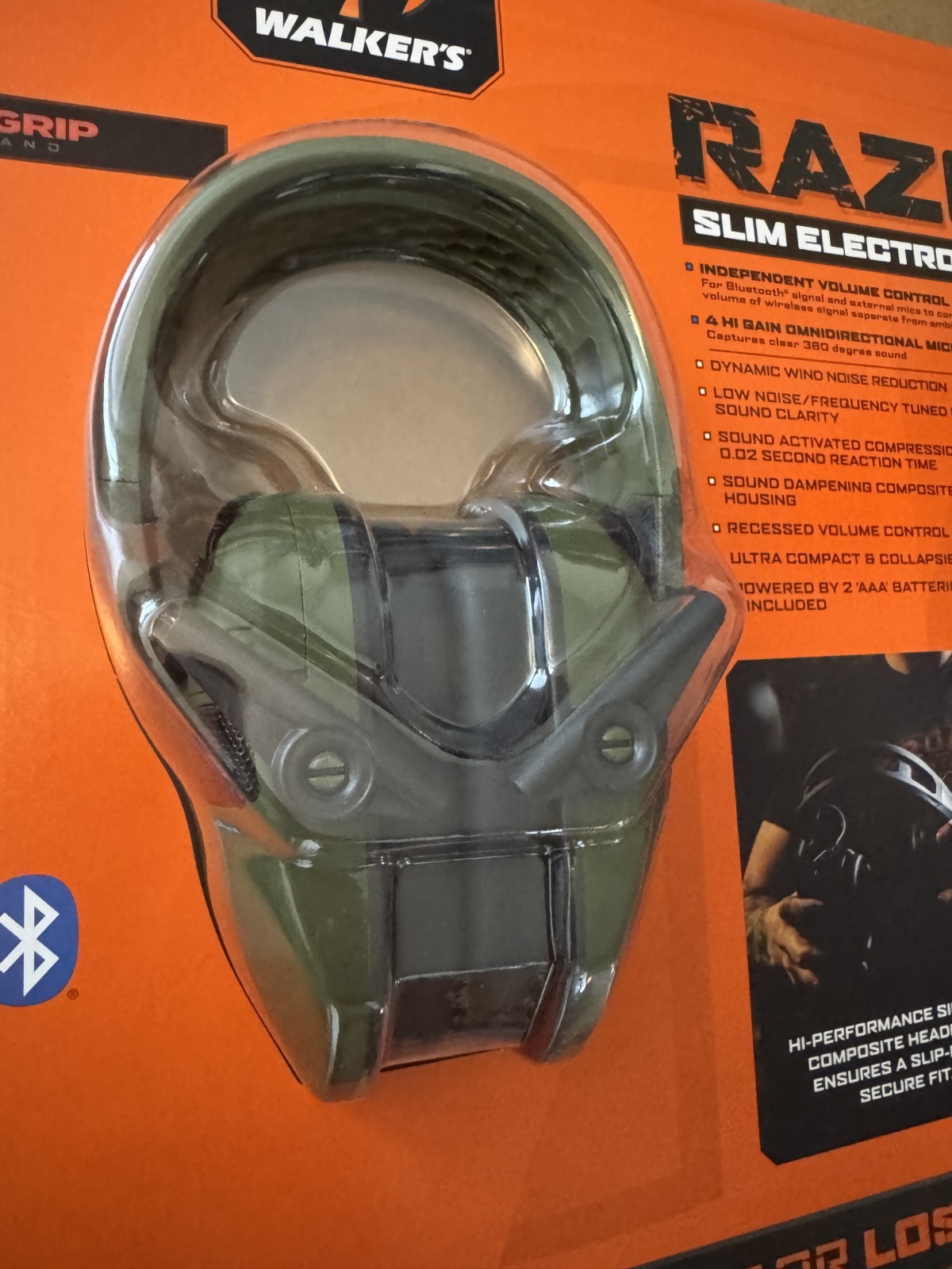 Walker's Razor Quad Bluetooth Tacti-Grip Slim Digital Muff Ear Protection | NEW