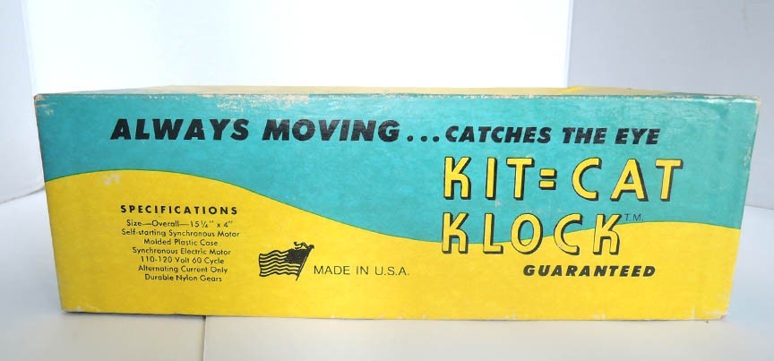 SUPER NICE, VINTAGE KIT CAT KLOCK CLOCK MODEL D8 FULLY WORKING COMPLETE IN BOX