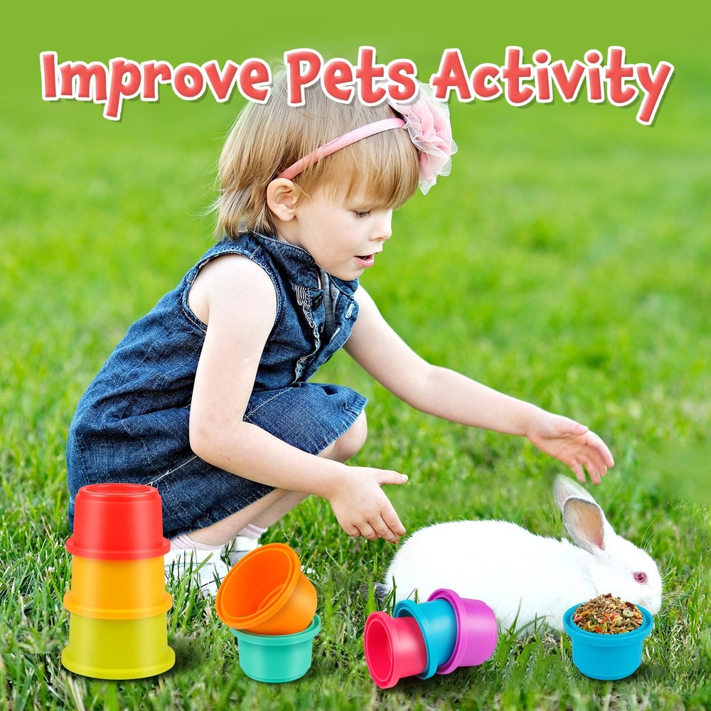 Bunny Toys, Stacking Cups for Rabbits, 8PCS Stackable Plastic Pet Nesting Sna...
