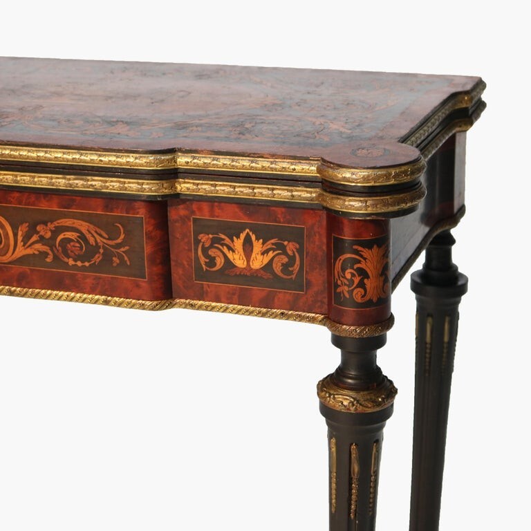 Antique Ebonized, Ormolu & Inlay Card Table C1880