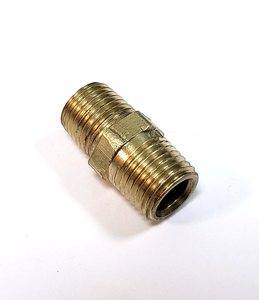 1/4" x 1/4" MNPT Brass Hex Pipe Nipple