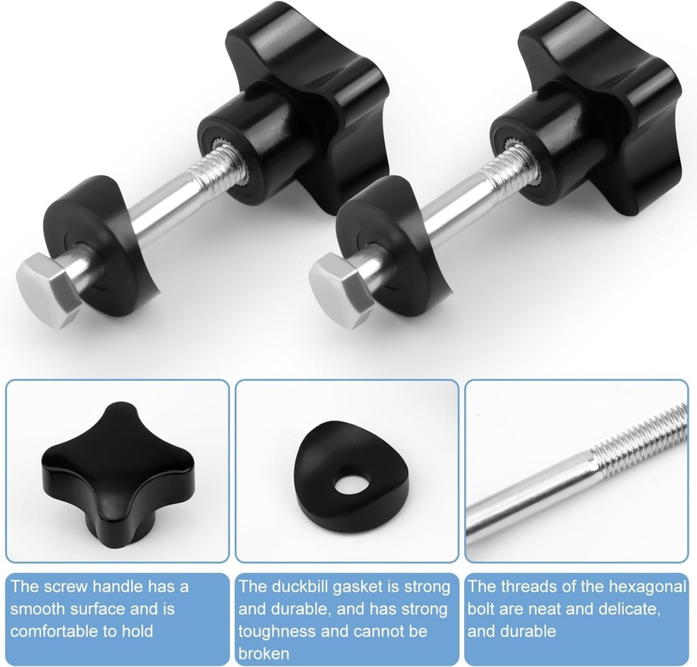 2 Sets Rollator Walker Replacement Arm Adjustment Knobs, Medium, Black