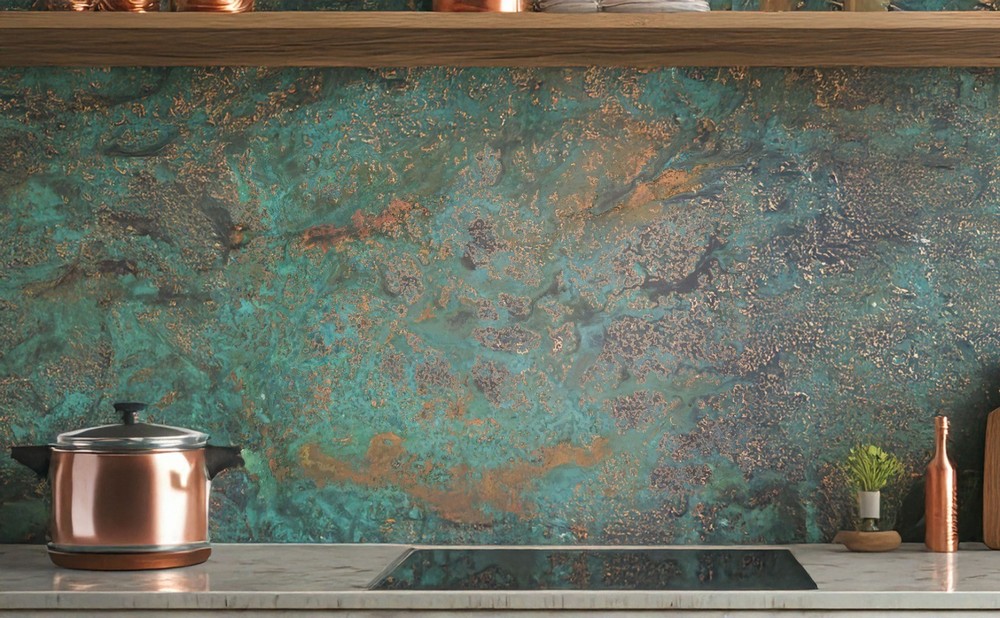 Real Copper Backsplash Panel – Handmade Metal Wall Art Kitchen Decor