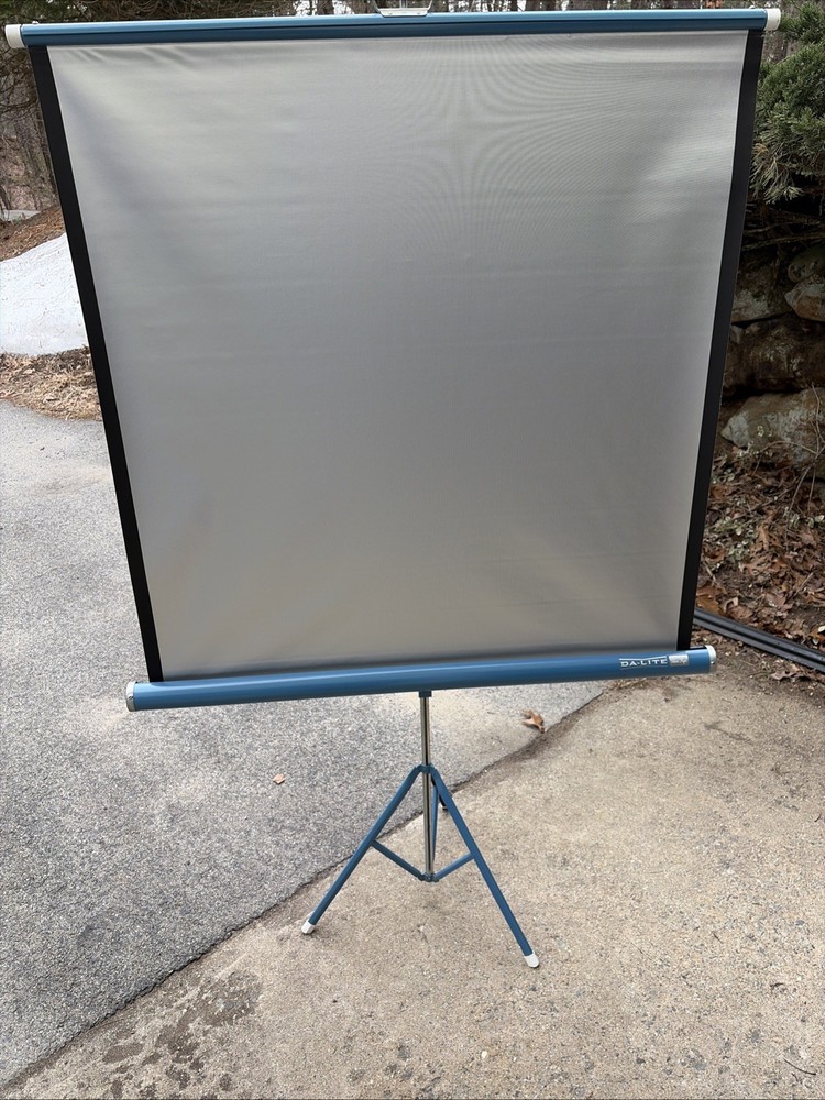 Vintage Da-Lite Silver Flyer Projector Screen With Original Box