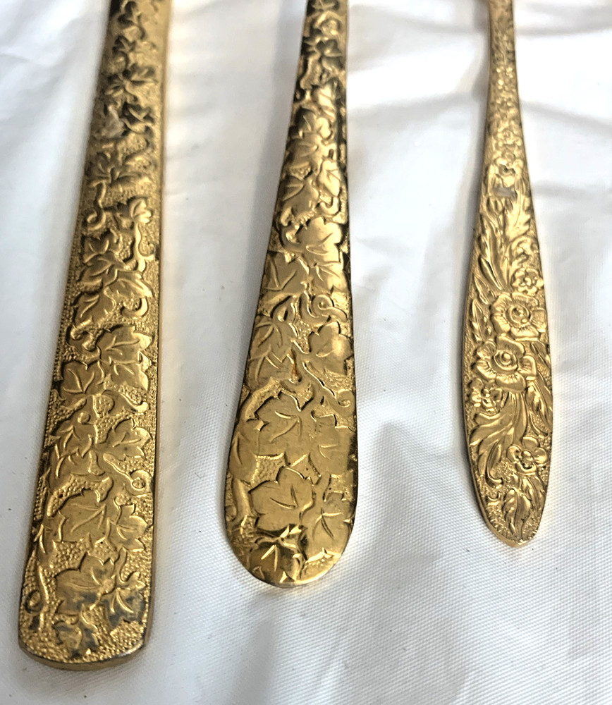 WORLD STAINLESS Gold Plated Flatware ~ 6 Piece