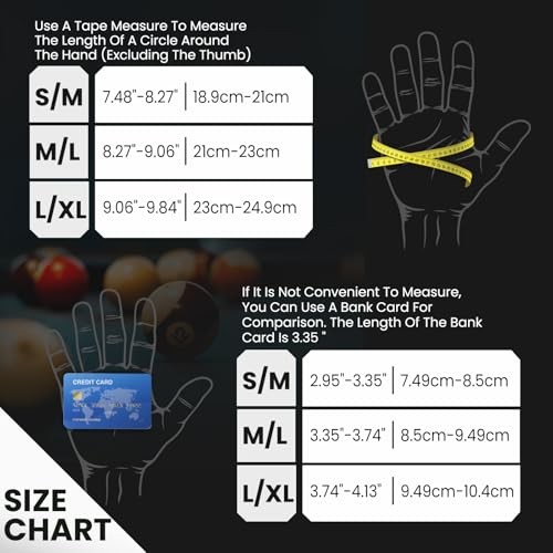 Billiard Pool Gloves for Left Hand 3 Finger, Splicing Process, Large Black