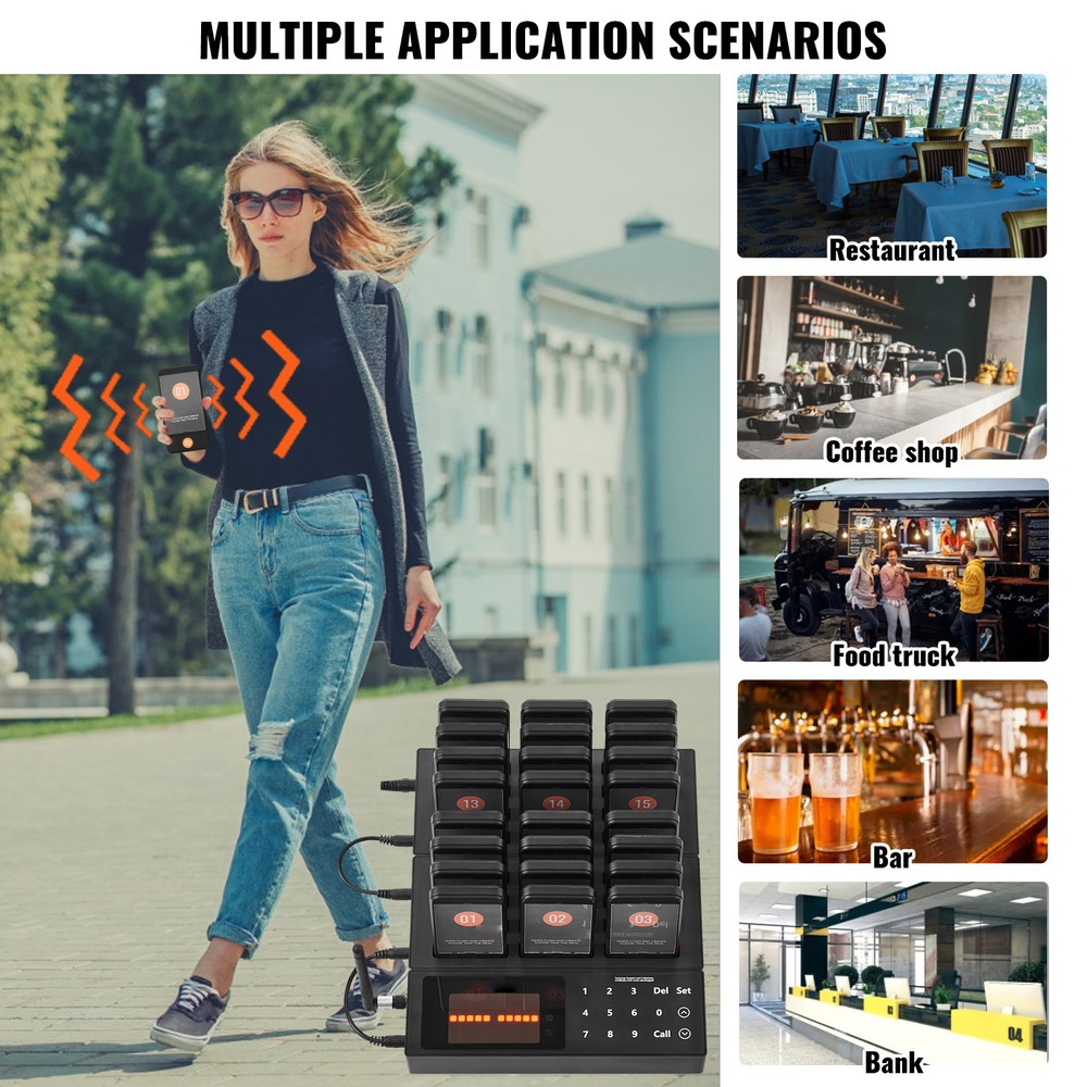 Restaurant Wireless Pager System 24 Call Coasters Guest Queuing Calling