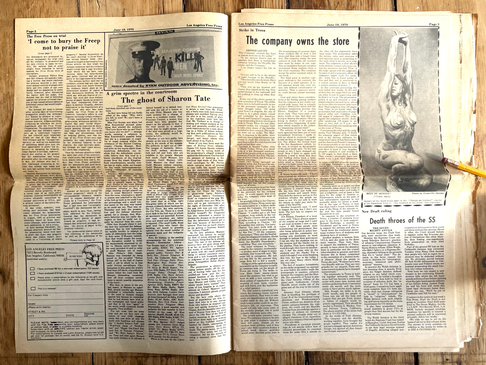 June 19-25, 1970 Los Angeles Free Press MANSON IN WONDERLAND underground paper