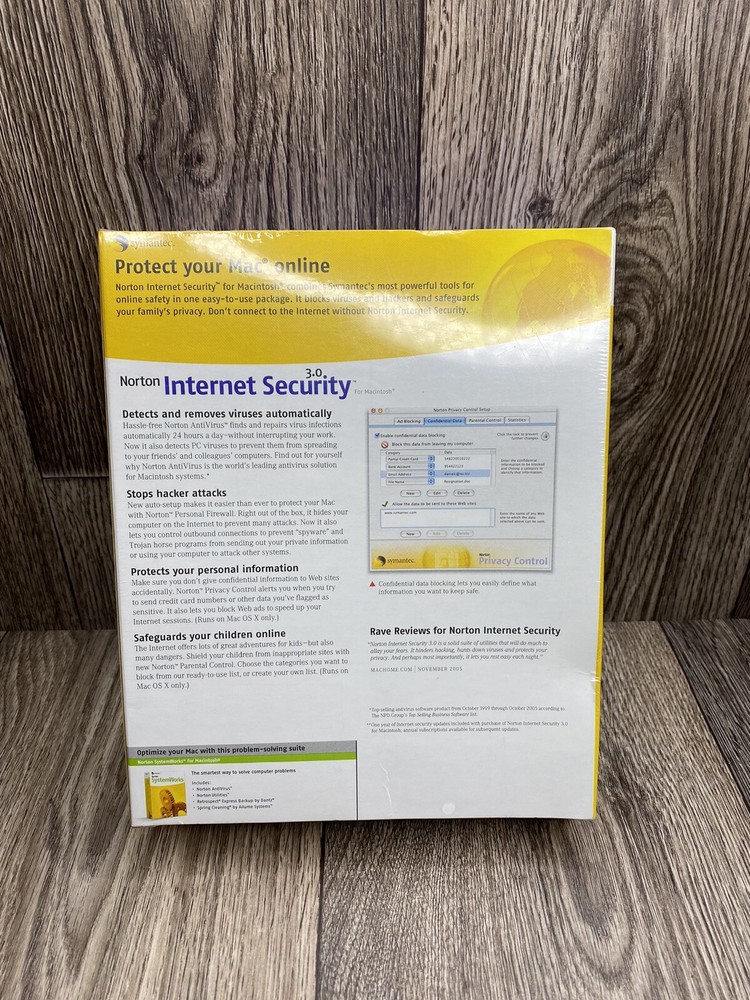 NEW SEALED 2003 SYMANTEC NORTON INTERNET SECURITY 3.0 SOFTWARE FOR MAC