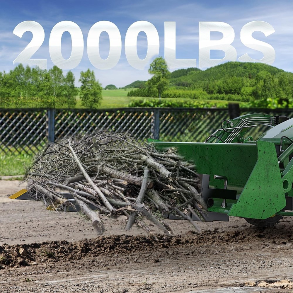 43" , 2000lbs Heavy Duty Quick Attach Bucket Fork with Adjustable Stabilizer ...