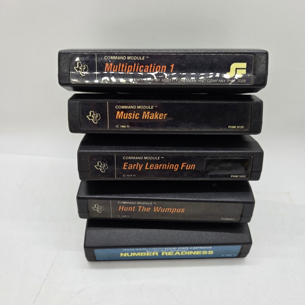 Lot of 6 Texas Instruments Home Computer Solid State Cartridges Command Module
