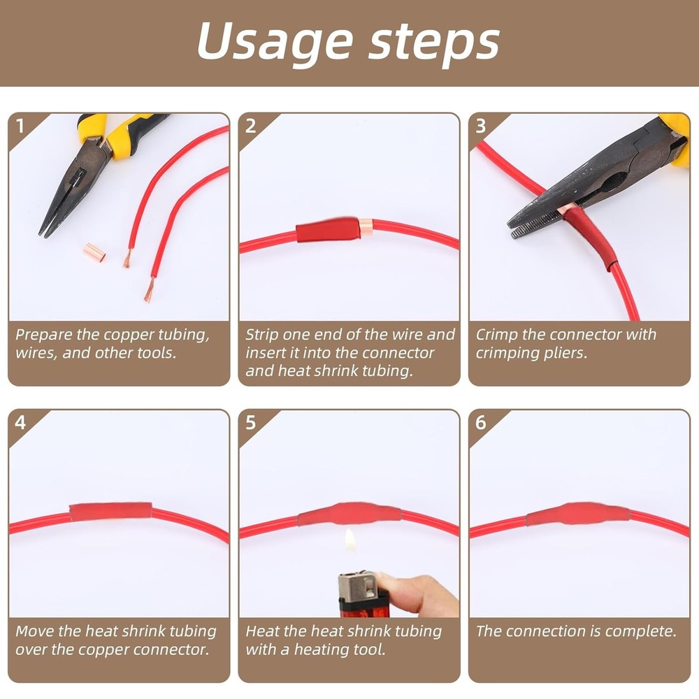 Wire Ferrules Kit Copper Crimp Connector Non Insulated