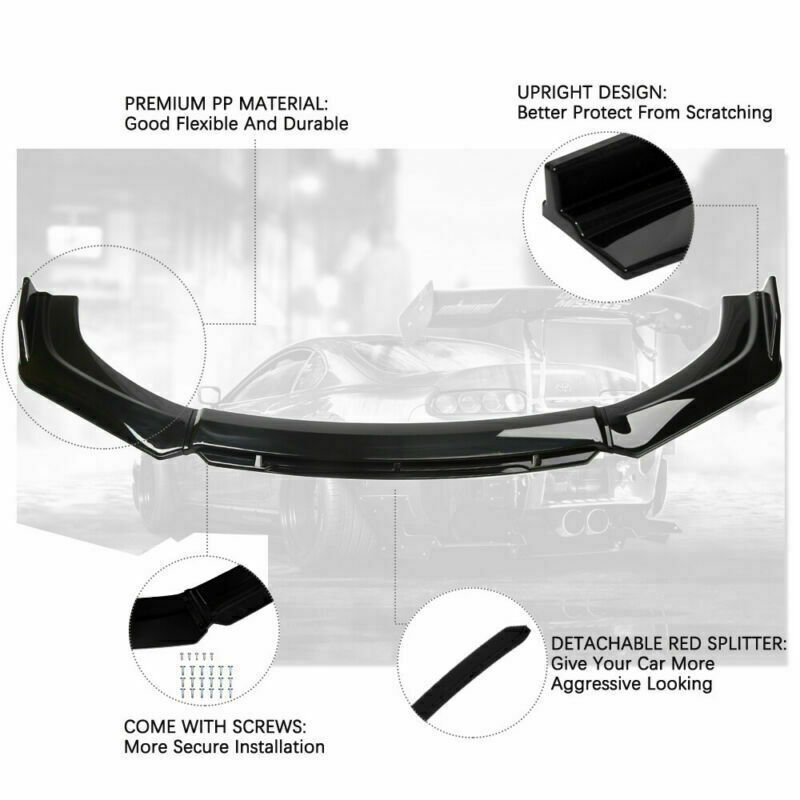 Front Bumper Lip Chin Spoiler Splitter Side Skirt Body Kit For Audi S3 S4 A4 A5