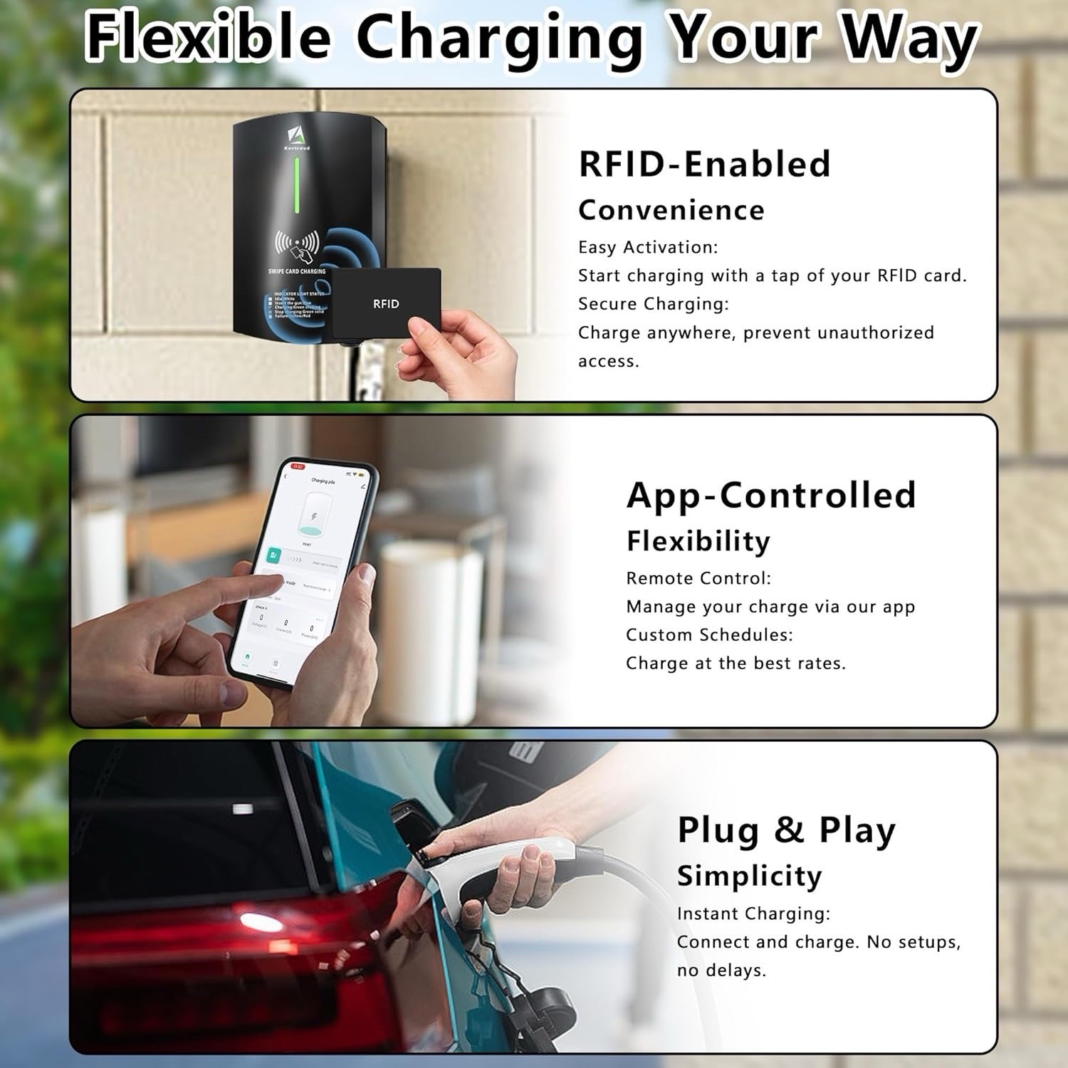 25FT Level 2 EV Charging Station 40A Home Electric Vehicle Charger NEMA14-50