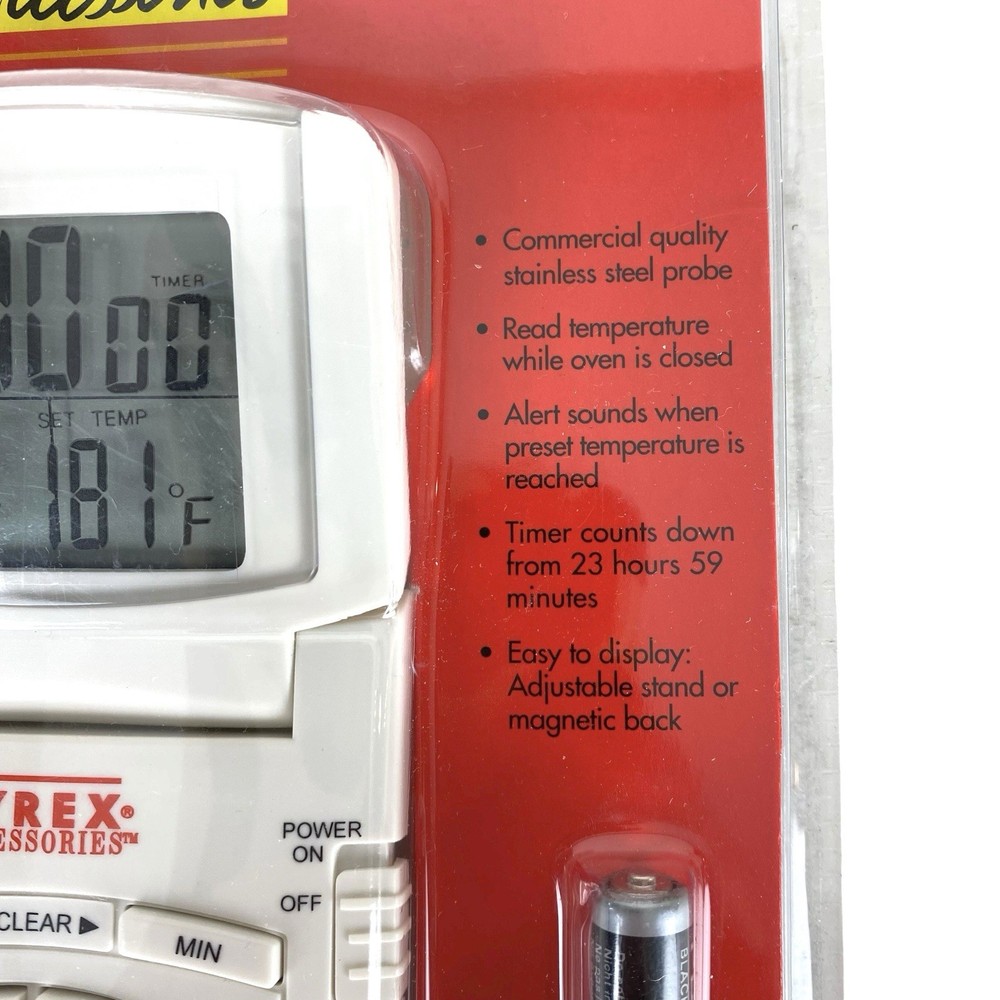Pyrex Accessories Digital Thermometer And Timer #31073 New Sealed