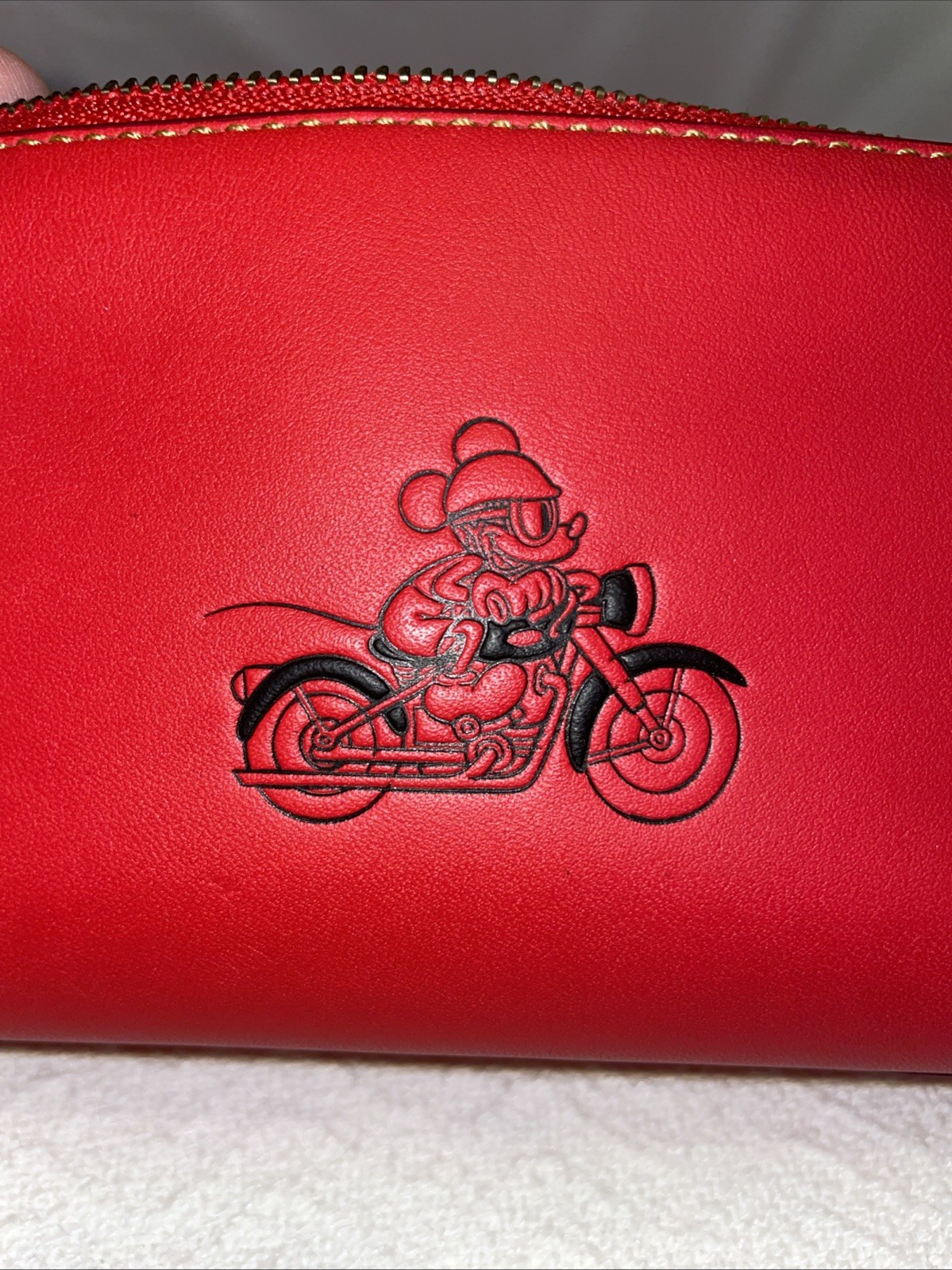 New Authentic Coach/Disney Red Leather Mickey Mouse Makeup Pouch