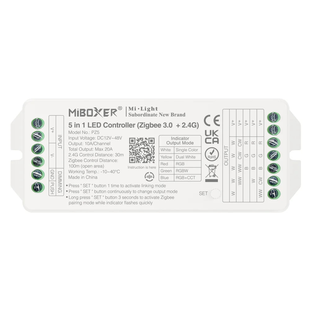 Miboxer 5 in 1 LED Controller (Zigbee 3.0 + 2.4G) Output Max 20A