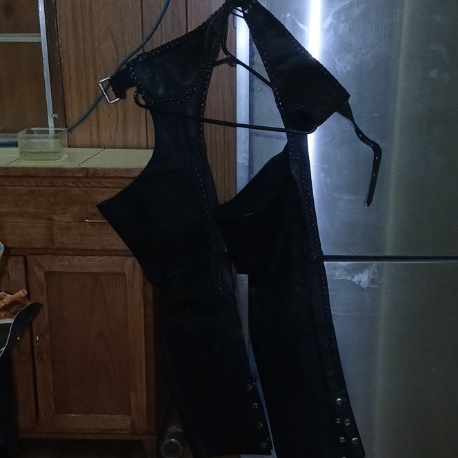 Black Leather Vest and Chaps Size Medium