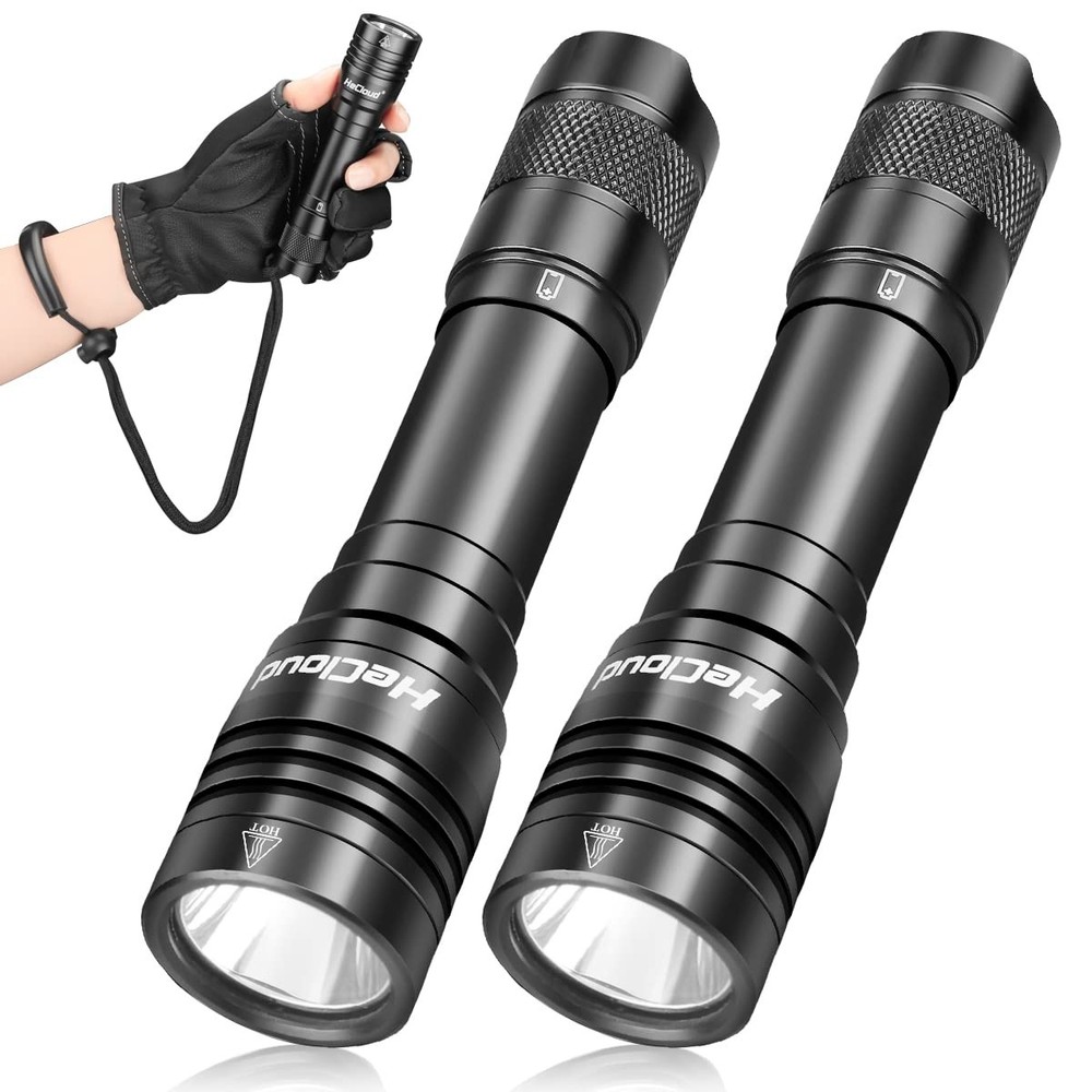 2 Pack Scuba Diving Flashlight with Rechargeable Power Dive Light Torch 3000 ...