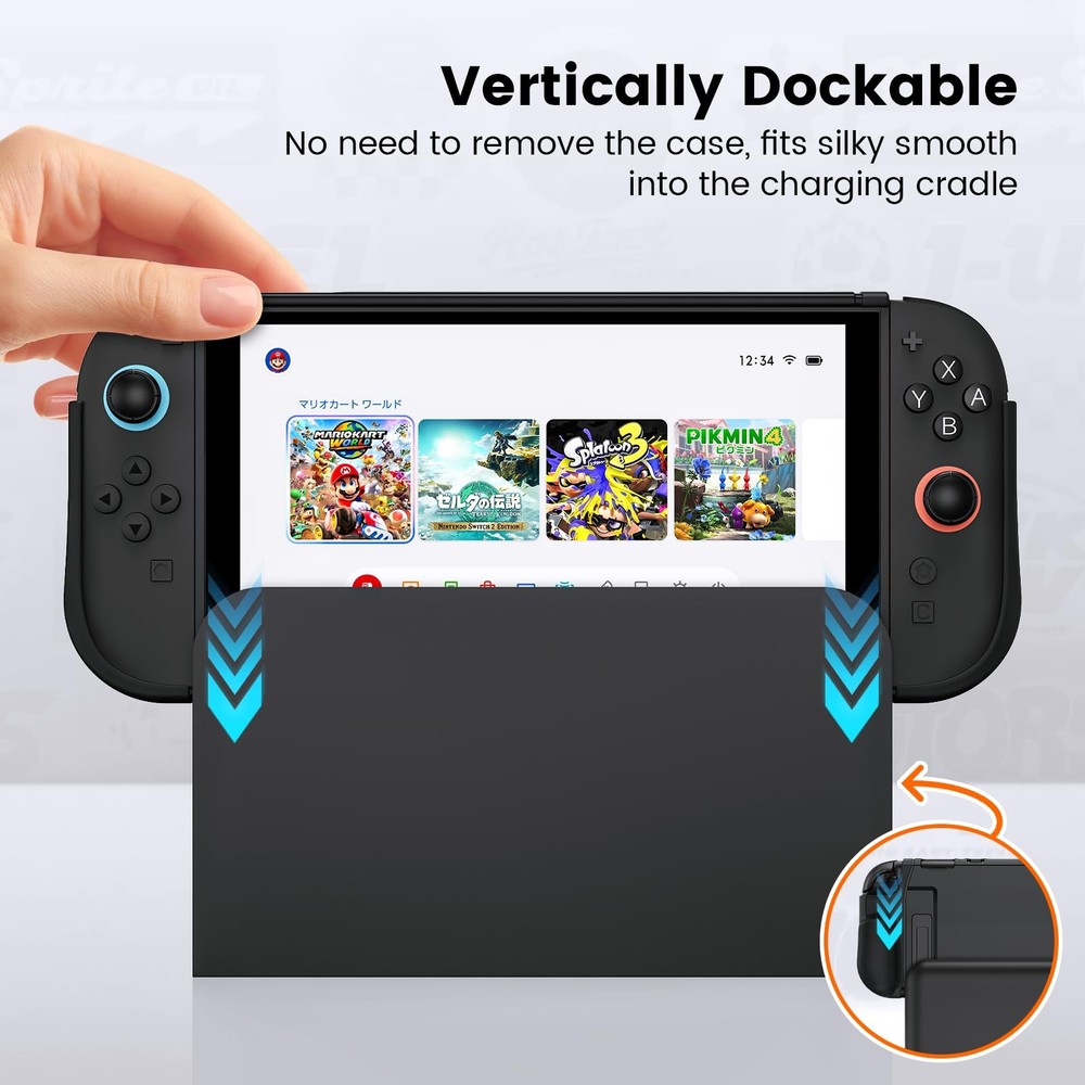 BHGift for Switch 2 Grip Case 2025, Upgraded Slim Switch 2 Dockable Protectiv...